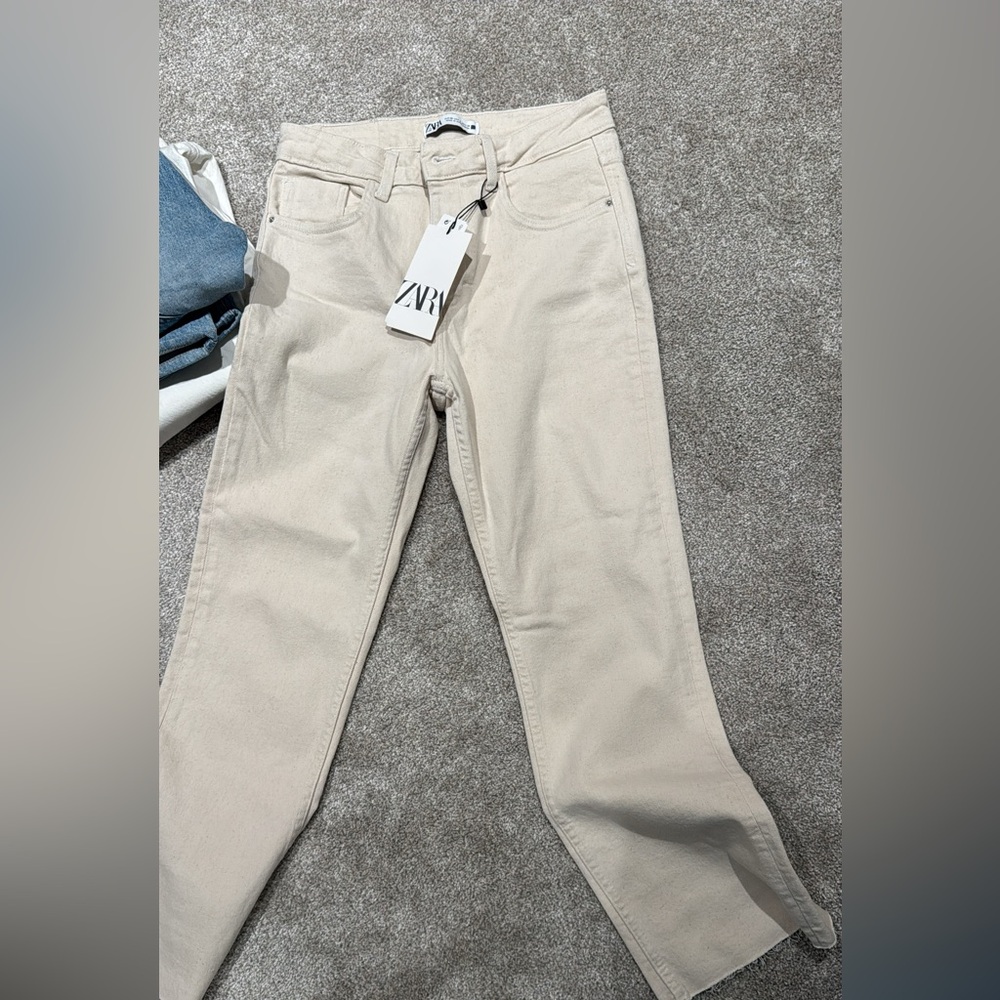 ZARA NWT ecru jeans 6